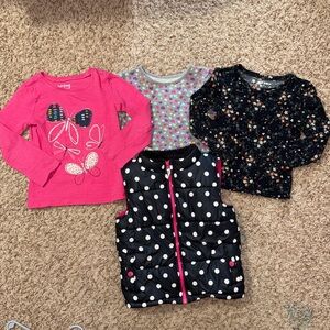 Size 5/5t girls bundle of 4 tops. 3 long sleeve t-shirts and 1 puffer vest.